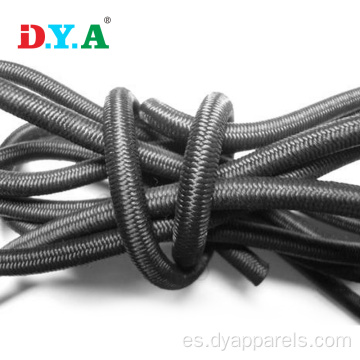 Stock de cuerda de cable elástica redonda de poliéster negro blanco